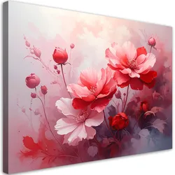 LEINWANDBILDER, Rosa Blumen in einer leichten Aquarellkomposition
