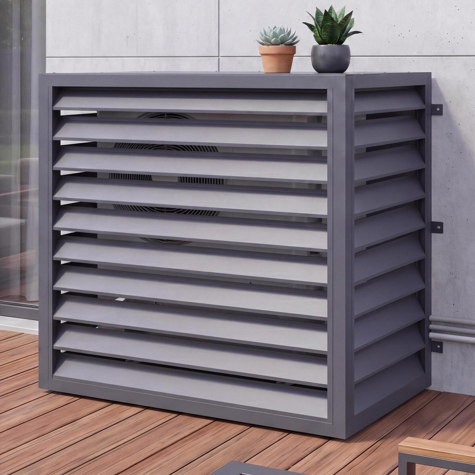Verkleidung für Klimaanlage/Wärmetauscher MCW-O43, Abdeckung Schutzgitter, Metall 111x127x65cm ~ anthrazit