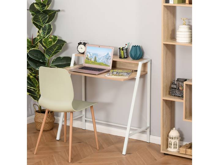 HOMCOM Bureau Informatique Bois Blanc Chêne