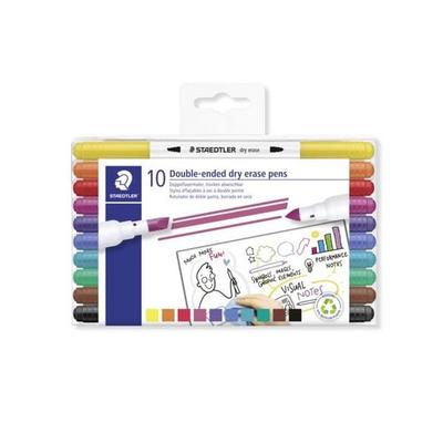 STAEDTLER 3010 Doppelfasermaler, trocken abwischbar, 10er Set, 3010 TB13