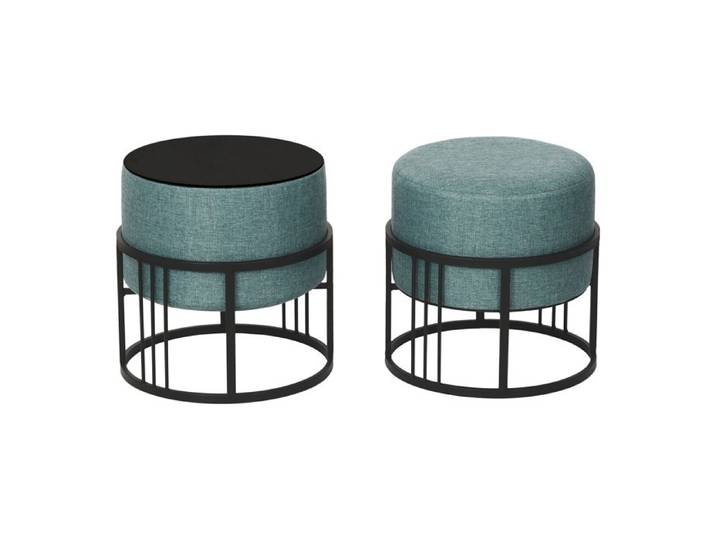 Lot de 2 poufs empilables Tas multifonctionnel rond vert