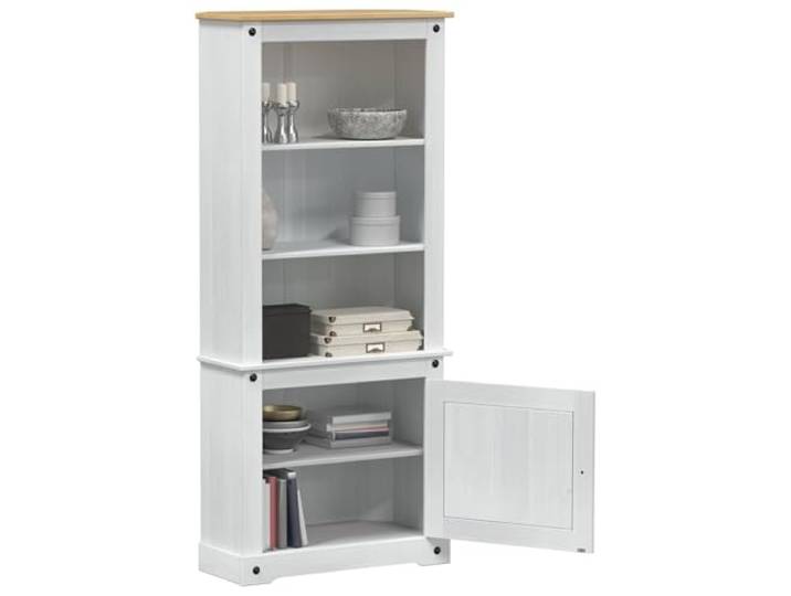KTHLBRH Sideboard weiß 74 x 38 x 170 cm Kiefer massiv Mattes Finish, geriffelt, geräumiges Interieur, für Wohnzimmer und Esszimmer
