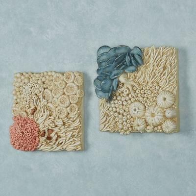 Touch of Class Cosette Coral Wall Plaques Cream Set of Two, Set of Two, Cream