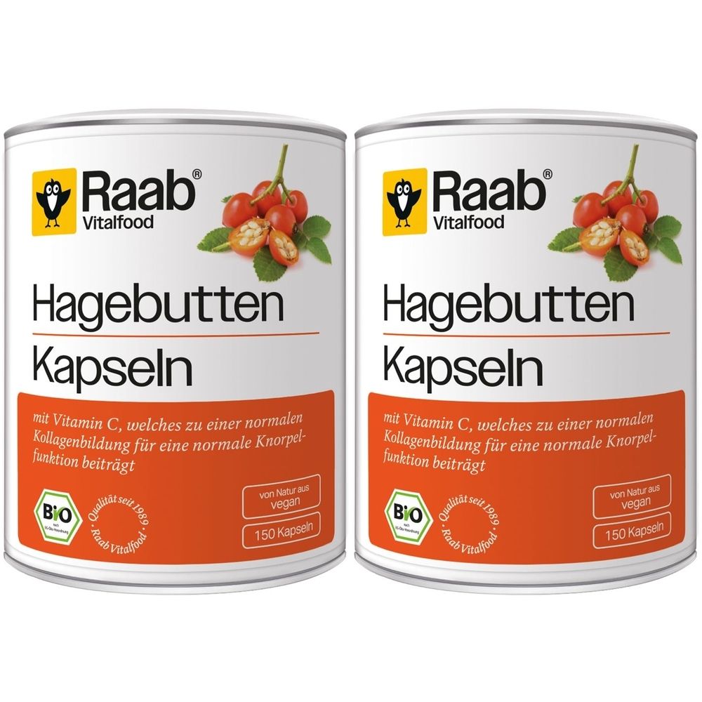 Raab Vitalfood Hagebutte Bio Kapseln 2x 2x150 St