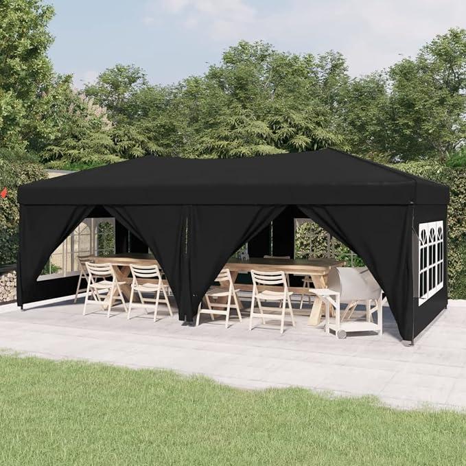 Partyzelt Faltbar mit Seitenwänden, Pavillon, Party Zelt, Bierzelt, Faltpavillon, Gartenzelt, Lackierzelt, Zelt Garage, Zeltgarage, Schwarz 3x6 m