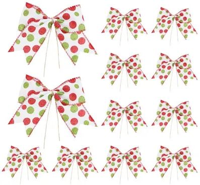 Inspire Daily Merch Christmas Bows For Wreaths, DIY Xmas Tree Decorations, Gift Wrapping Garland white