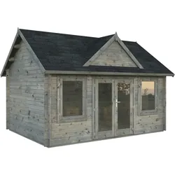 Palmako Gartenhaus Claudia 14,2 m2 - 44 mm grau tauchgrundiert