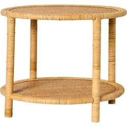 IB Laursen Beistelltisch mit geflochtenen Tischplatten aus Rattan, Höhe 49, Ø 59.5 cm