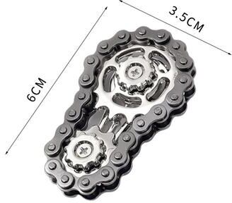 Inspire Daily Merch Antistress Cool Sprockets Fidget Gyro Spinner Anxiety Relief Metal Bike Chain EDC Toy black