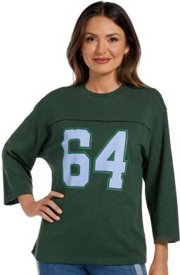 Masseys Vintage Varsity Tee Casual in Pine Forest/Peri Blue/Sea Pine, Size 1X, Cotton/Spandex