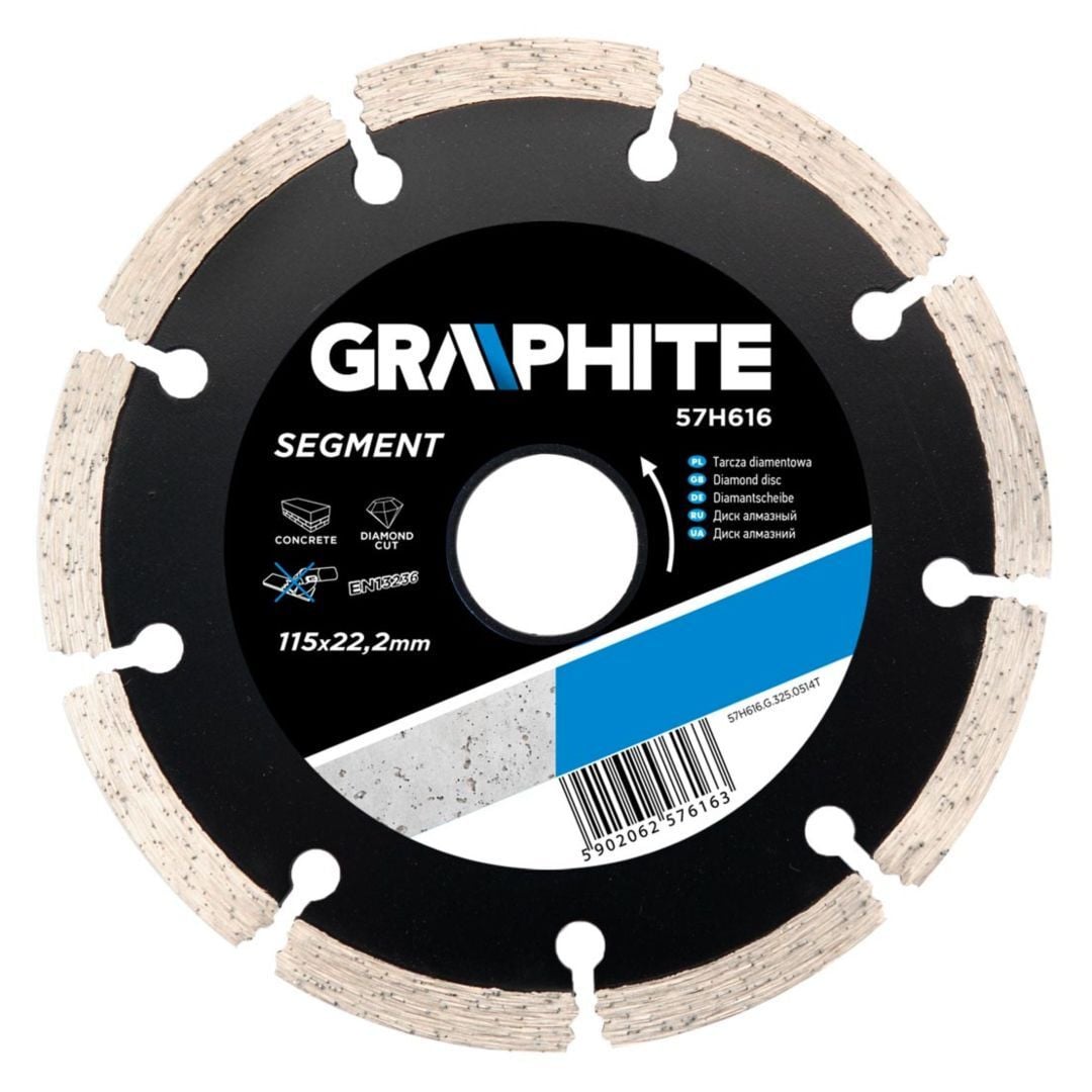 Graphite Diamantschijf met segmentering, 115 x 22,2 mm
