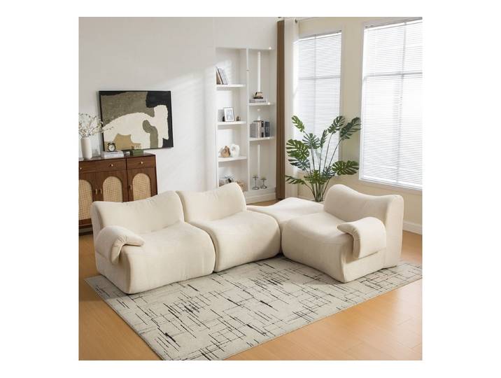 ANYSUN 3-Sitzer 3-Sitzer Chenille Wohnzimmersofa, modular, ohne Montage., Mit Armlehnen, flexibel kombinierbar, 30D Schaumstoff, rutschfest.