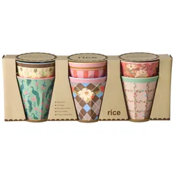 RICE Medium Melamin Becher 6er gemustert All you need..., 250 ml