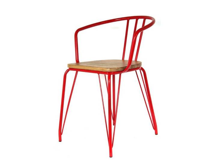 The Home Deco Factory - Fauteuil en métal Arnold - H. 72 5 cm - Rouge