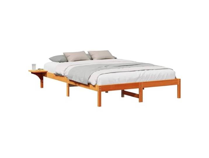 PUGYNBK Bettgestell aus Kiefernholz, 150 x 200 cm Minimalistisches Design, Rückenlehne, fester Lattenrost, moderner Loft-Stil