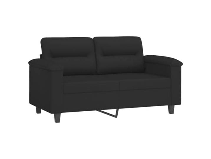 KTHLBRH Set 2 Sofas 2-Sitzer schwarz Mikrofaser mit 4 Kissen Schaumstoff, Metallrahmen, 150 cm, pflegeleicht, Wohnzimmer