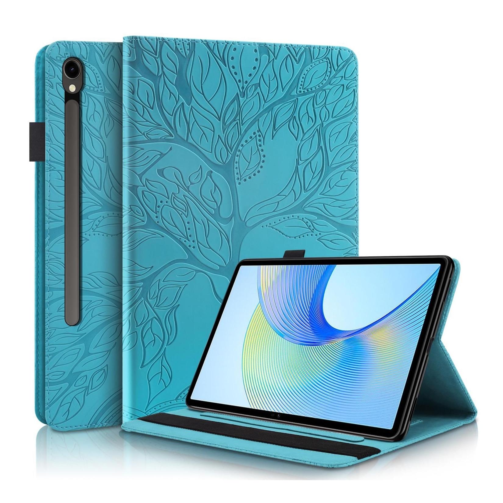 Für Samsung Galaxy Tab S10 Plus / S9 Plus FE Plus / S8 Plus Baum Muster Kunstleder Tasche Blau