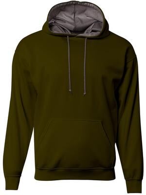 A4 N4279 Men's Sprint Tech Fleece Hooded Sweatshirt in Military Green size Medium