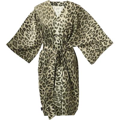 Kimono APELT "Louis", braun, Satin, Hausmäntel, mit Leo-Print