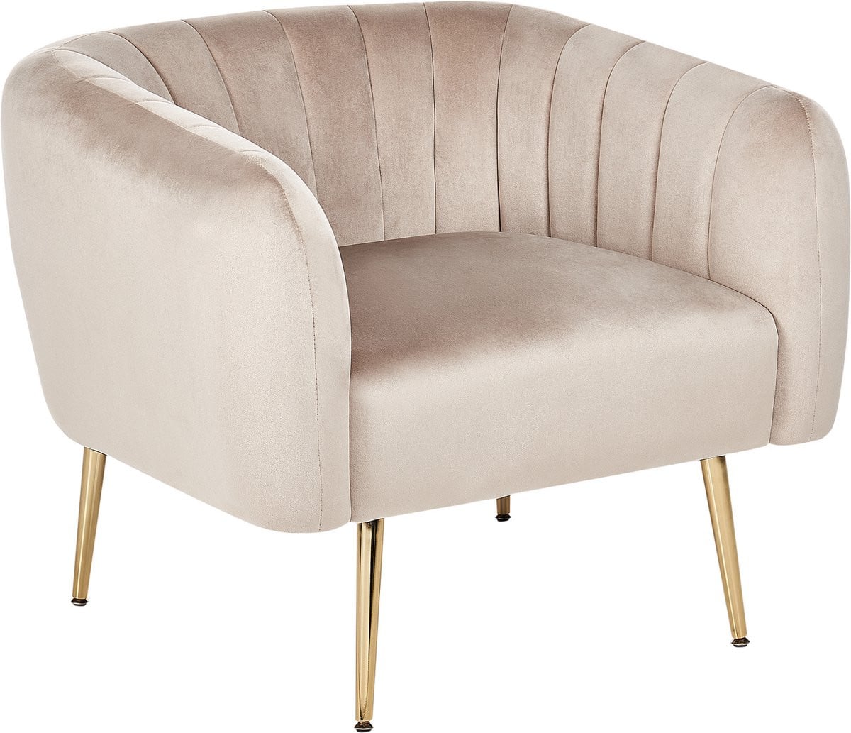 Beliani Fauteuil Laconia - Taupe - Fluweel