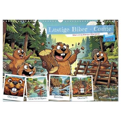 Lustige Biber - Comic (Wandkalender 2027 DIN A3 quer), CALVENDO Monatskalender