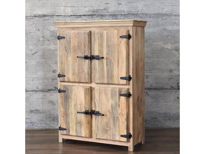 Highboard Vintage STONE massiv Mangoholz Design Industrial Dielenschrank