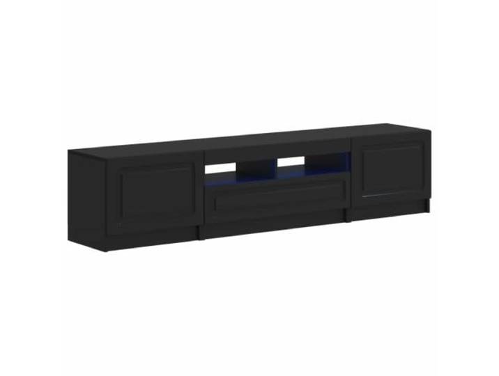 GKHPYURE TV-Möbel LED 3 Stück Schwarz Holz Engineered Flexible LED-Streifen, 90° drehbare Türen, mehrere Einlegeböden, feuchtigkeitsbeständig, moderner Stil