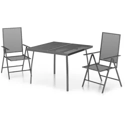 vidaXL 3-tlg. Garten-Essgruppe Anthrazit Stahl