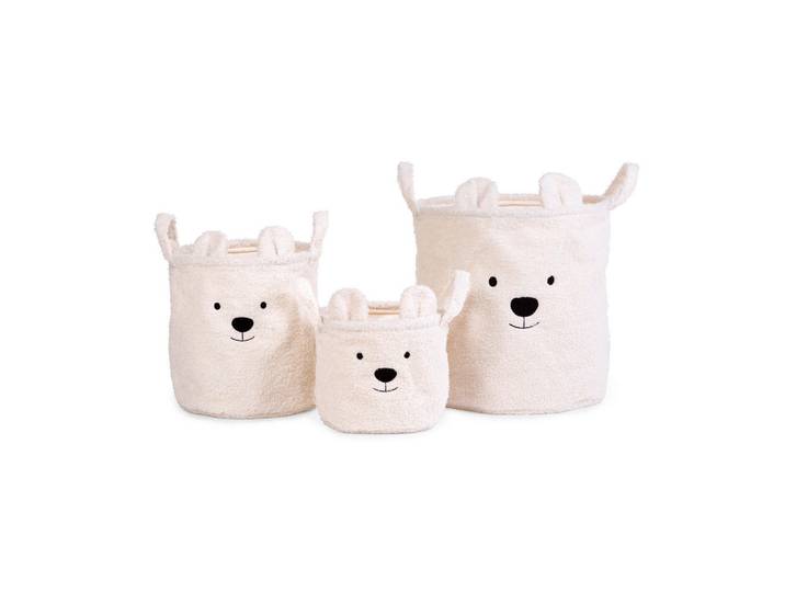 Childhome Aufbewahrungsboxen-Set, Weiß, 40x40x40 cm, Tragegriff, Ordnen & Aufbewahren, Dekoboxen & Aufbewahrungsboxen