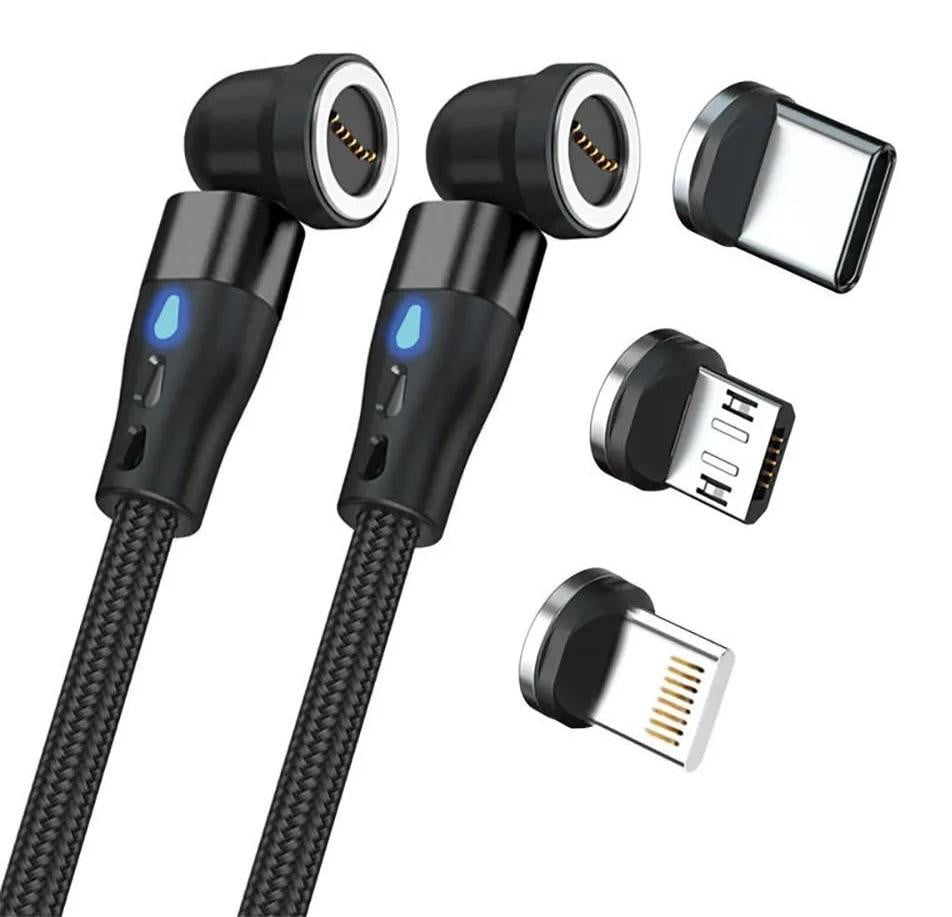 RealPower Magnetic kabel, 1m, 2x magnetisch, zwart met adapter