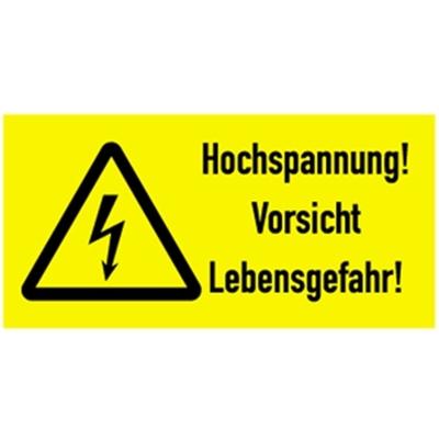 Aufkleber Hochspannung! Vorsicht Lebensgefahr!, Kombischild, Folie, 105x52 mm