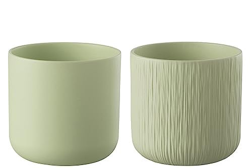 J-Line Set van 2 Keramische Bloempotten Pistache Groen Extra Extra Large