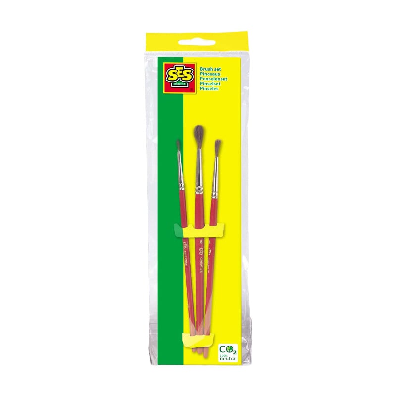 SES Creative ronde kwastenset - 3 stuks, 15 cm