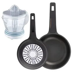 BERGNER - Pfannen Ø20/24cm aus Gusseisen geeignet für Induktion mit Entsafter 40 W - Fassungsvermögen 1,2 L