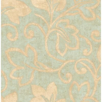 Seabrook Designs Ferne Leaf Scroll Unpasted Wallpaper