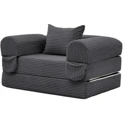 MODFU Schlafsessel Cord Grau, 2-in-1 Klappsessel zum Einzelbett