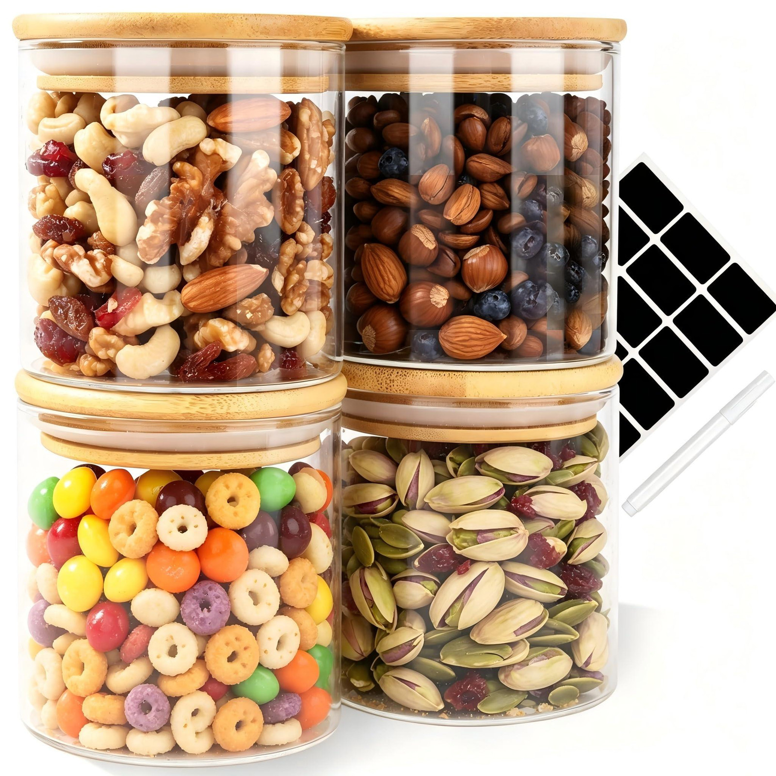 Dripio Set van 4 BPA-vrije Voorraadpotten van 400 ml, Vaatwasmachinebestendig