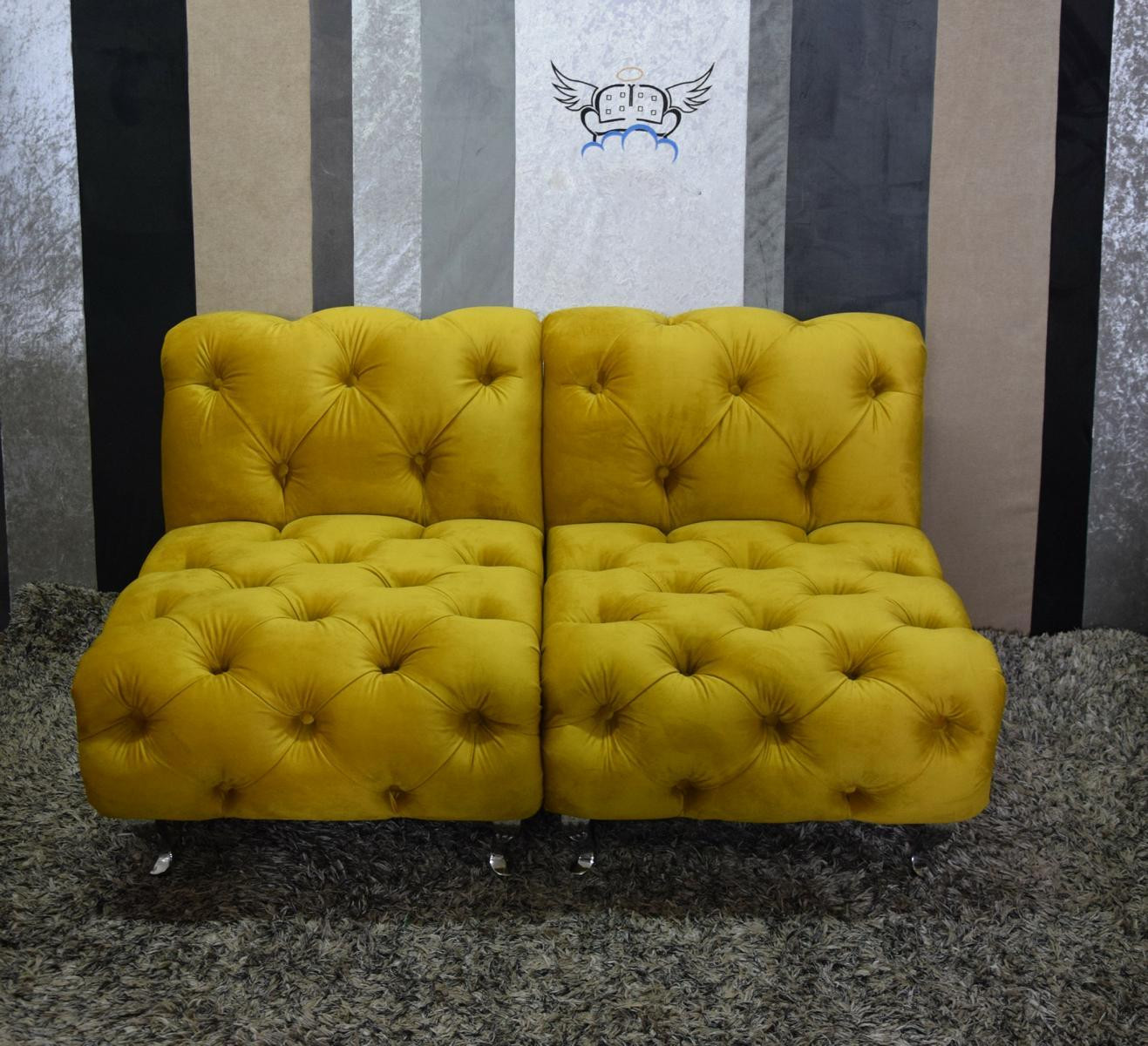 Chesterfield 2-zits bank met lederen bekleding