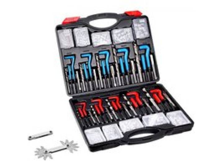 VEVOR Kit de Réparation de Filetage Hélicoïdal 338 Pièces, Outils à Restaurer les Filetages Abîmes SAE et Métrique, M5, M6, M8, M10, M12, 1/4 , 5/16 , 3/8 , 7/16 , 1/2 , Forets HSS, Réparation Auto