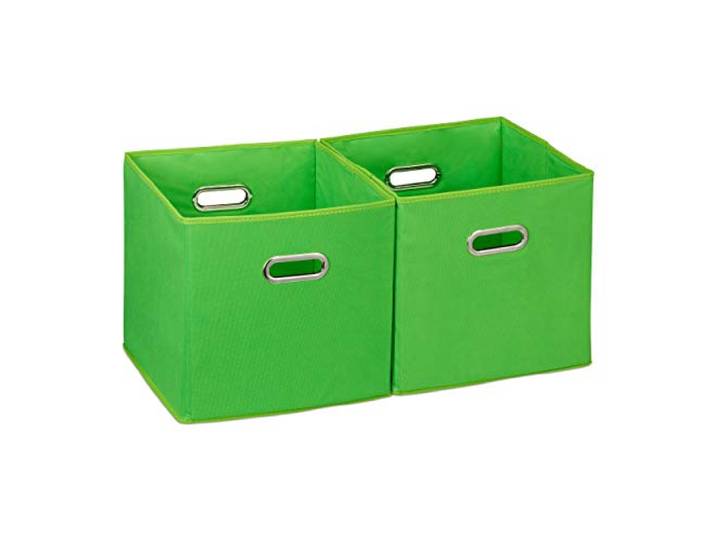 Relaxdays opbergbox stof, set van 2, opvouwbaar, opbergmand, in het groen