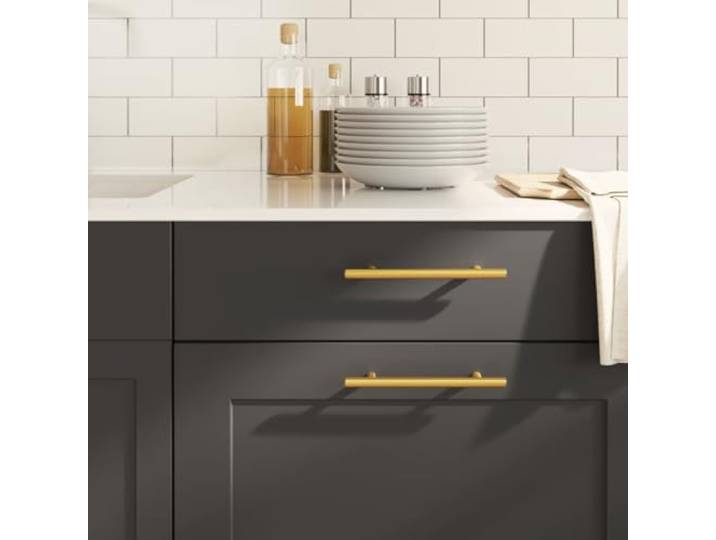 Kaelestia Möbelgriffe 20 Stk Golden Edelstahl 128 mm Lochabstand T-Form Griff für Schrank, Schublade, Tür, Kommode, Küche, Bad, Wohnzimmer, Büro, Kleiderschrank, Nachttisch