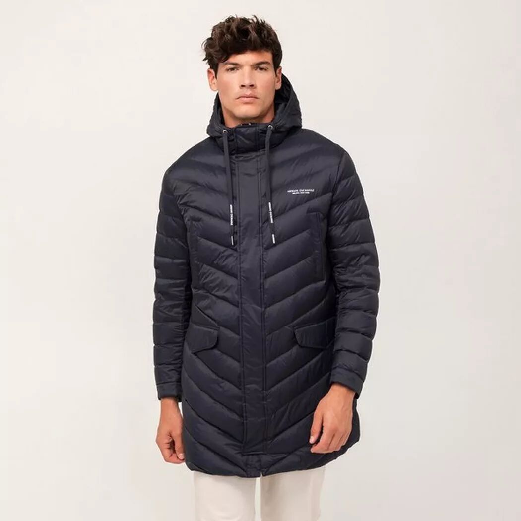 Giorgio Armani Exchange - Midi Daunenmantel, gerader Fit, für Herren, Mitternachtsblau, Größe S