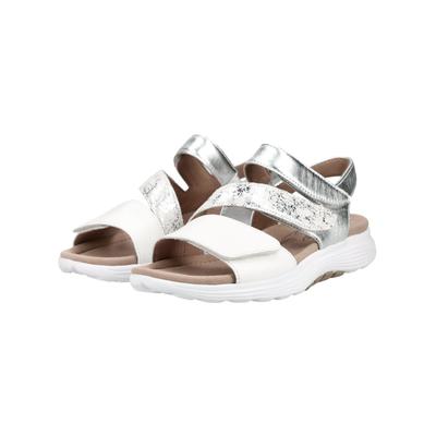 Riemchensandale GABOR "Gabor Sandalen Leder", Damen, Gr. 39, silber (silber, weiß), Leder, Schuhe Riemchensandale