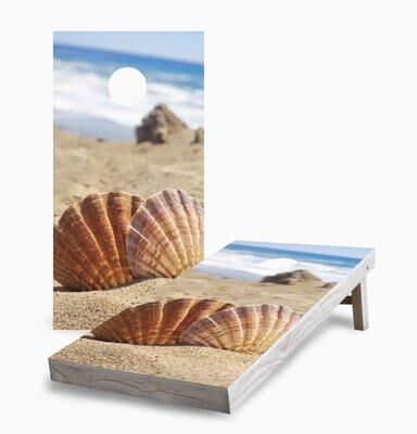 Skip's Garage Beach Shells Cornhole Boards