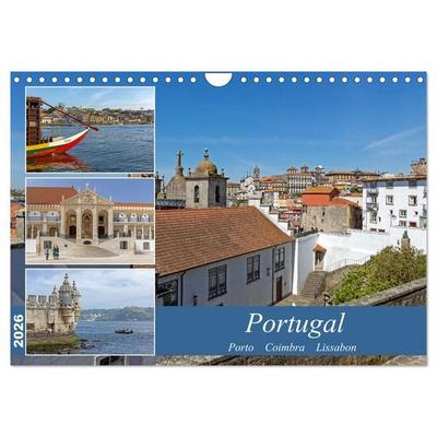 Portugal - Porto, Coimbra, Lissabon (Wandkalender 2026 DIN A4 quer), CALVENDO Monatskalender