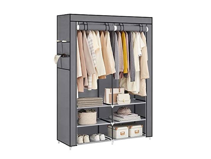 SONGMICS Stoffschrank, Kleiderschrank, 45 x 127 x 176 cm, 2 Hängefächer