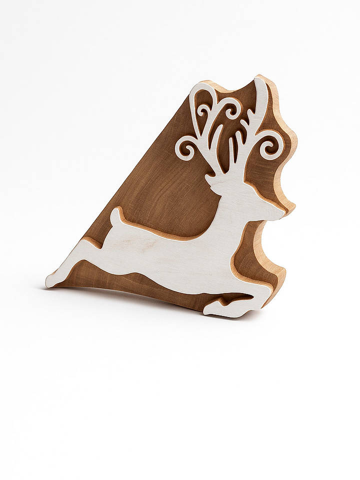 Samimi Blockdruck-Stempel ''Deer'' in Natur/ Weiß - (L)15 x (B)12,5 cm - onesize