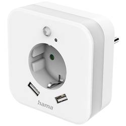 hama 00223498 LED-Nachtlicht mit Steckdose, 2 USB-Ausgänge, Bewegungs- und Lichtsensor