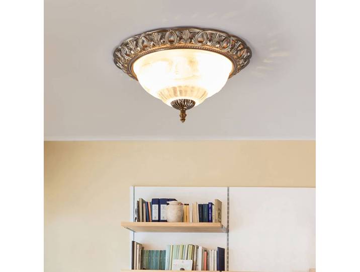 Searchlight Deckenlampe Teresa, dimmbar, bronze / altmessing, für Wohn- / Esszimmer, Glas, Antik, Deckenlampe