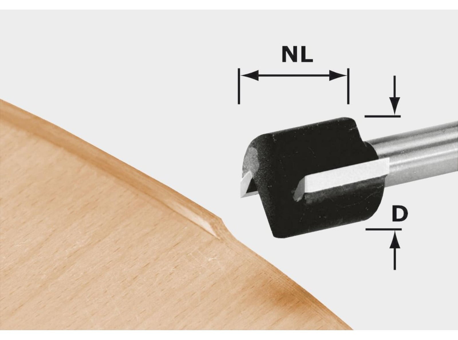 Festool HW D 19/16 S8 OFK 700 vlakfrees 19 x 16 x 46 x 8 mm voor bovenfrees OF 1010, OF 1010 R en kantfrees OFK 700, MFK 700